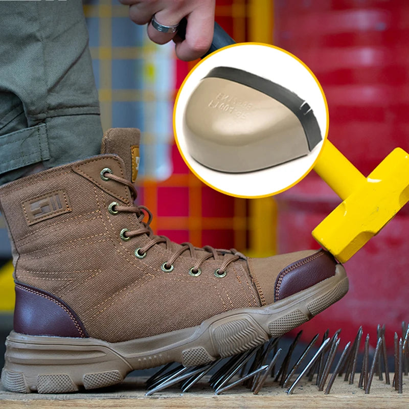 Men's Industrial Safety Shoes Steel Toe Cap Anti Smash Anti Puncture Outsole Outdoor Indestructible Construction Work Shoes