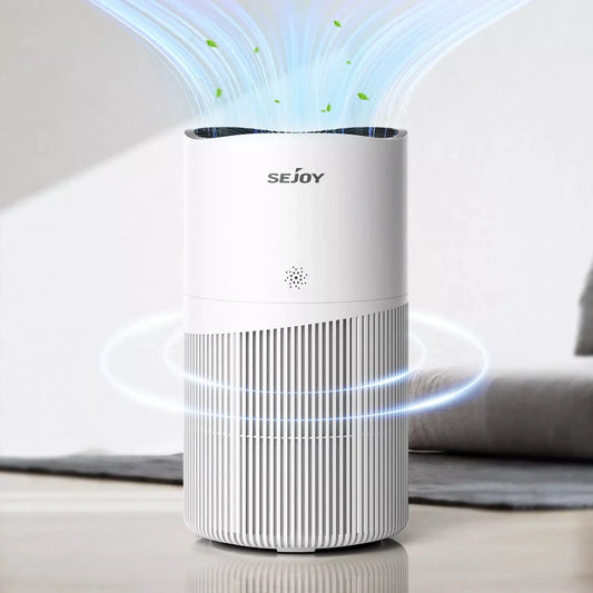 SEJOY 3 Speed HEPA Air Purifier Air Fresh for Home Allergies Dust Pollen CARB Approved Real-Time Air Quality Monitor