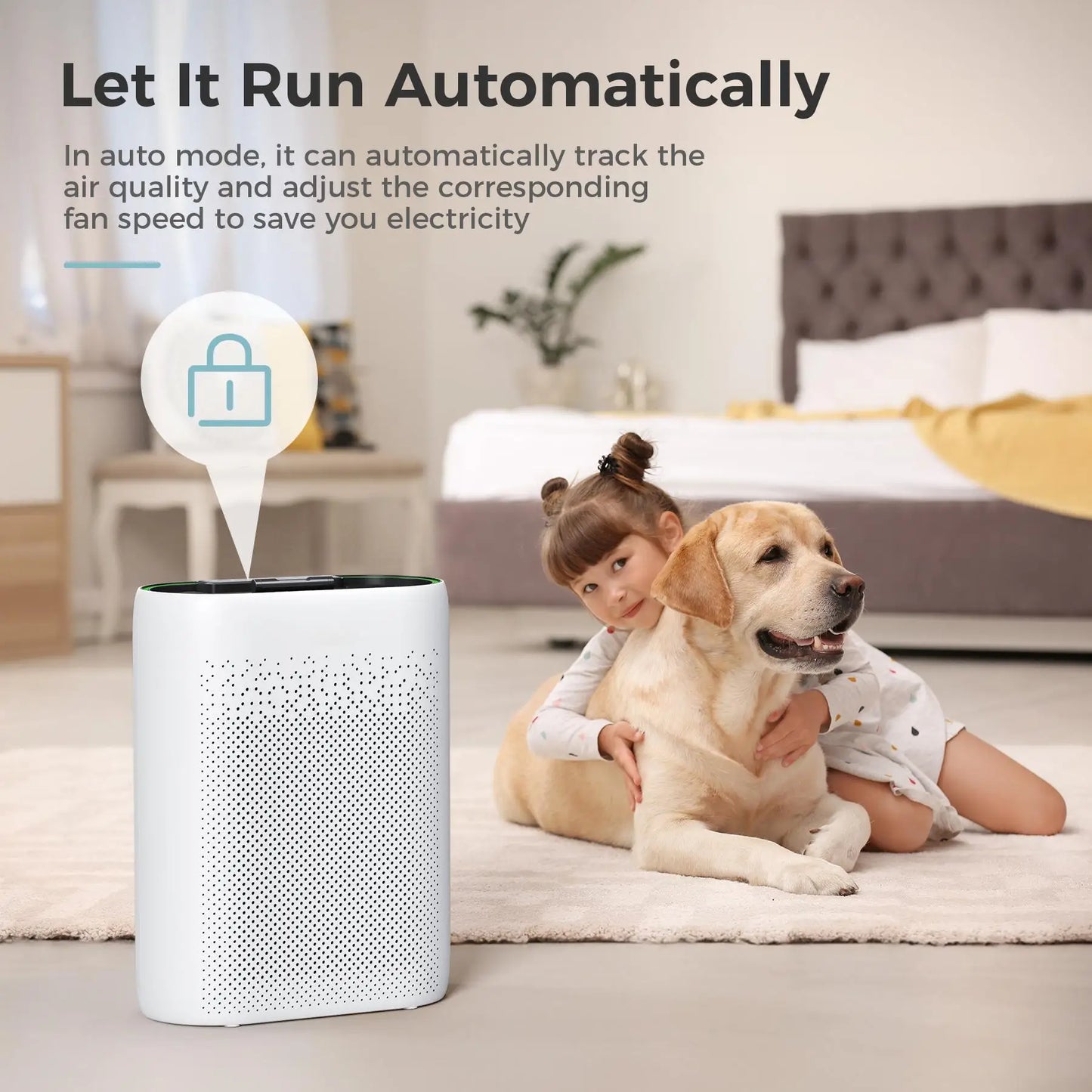 AROEVE Air Purifiers with Automatic Air Detection Cover 1095 Sq.Ft Impressive Filter Layer Remove Dust, Smoke,Odor Pet Dander