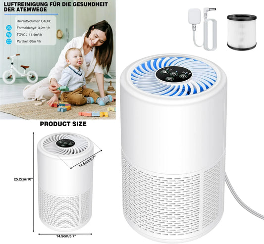 Air Purifier for Home with H13 True HEPA Air Cleaner Air Purifier Smoke Odor For Pet Home Removes 99.97% of Pollutants Low Noise