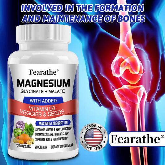 Magnesium Capsules Magnesium Malate and Glycinate Supplement Boosts Immunity Promotes Heart Health and Strong Bones