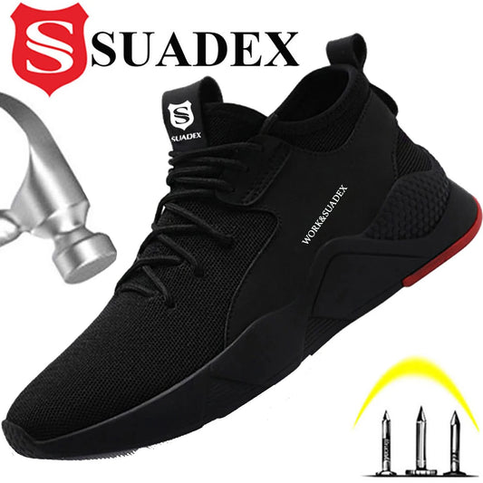 SUADEX Men's Work Safety Shoes Steel Toe Cap Anti-Smashing Puncture Proof Construction Boots Non-Slip Breathable Work Footwear