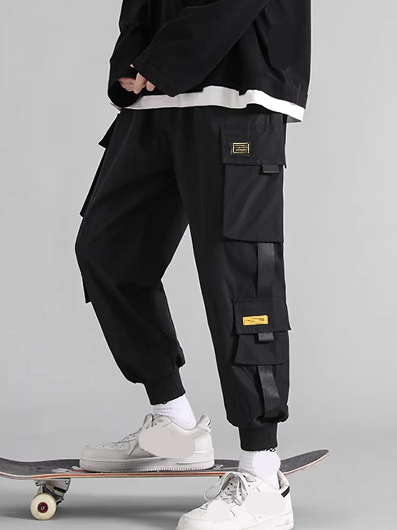 European and American muscle casual multi-pocket slim small foot overalls outdoor street trend micro flick pants