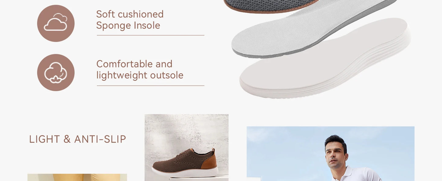 Men's Casual Sneakers Oxfords Business Mesh Breathable Walking Athletic Shoes