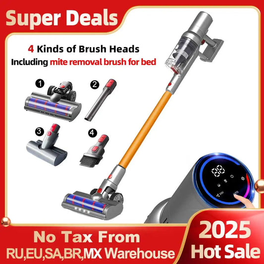 Cordless Handheld Vacuum Cleaner 27000PA Touch Screen Smart Dust Sensor Auto Speed Control for Home Bed Carpet Cleaning