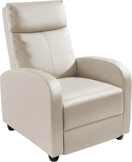 Recliner Chair, Recliner Sofa PU Leather for Adults, Recliners Home Theater Seating with Lumbar Support, (Leather, Beige)