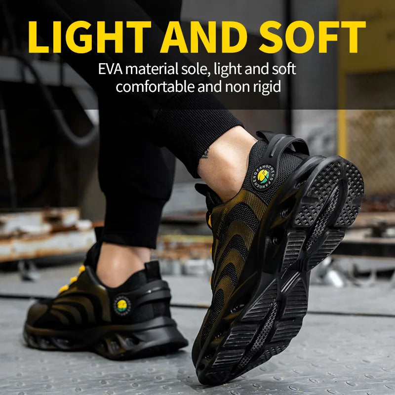 Lace-Free Breathable Lightweight Comfortable Anti-Smashing Anti-Puncture Safety Shoes