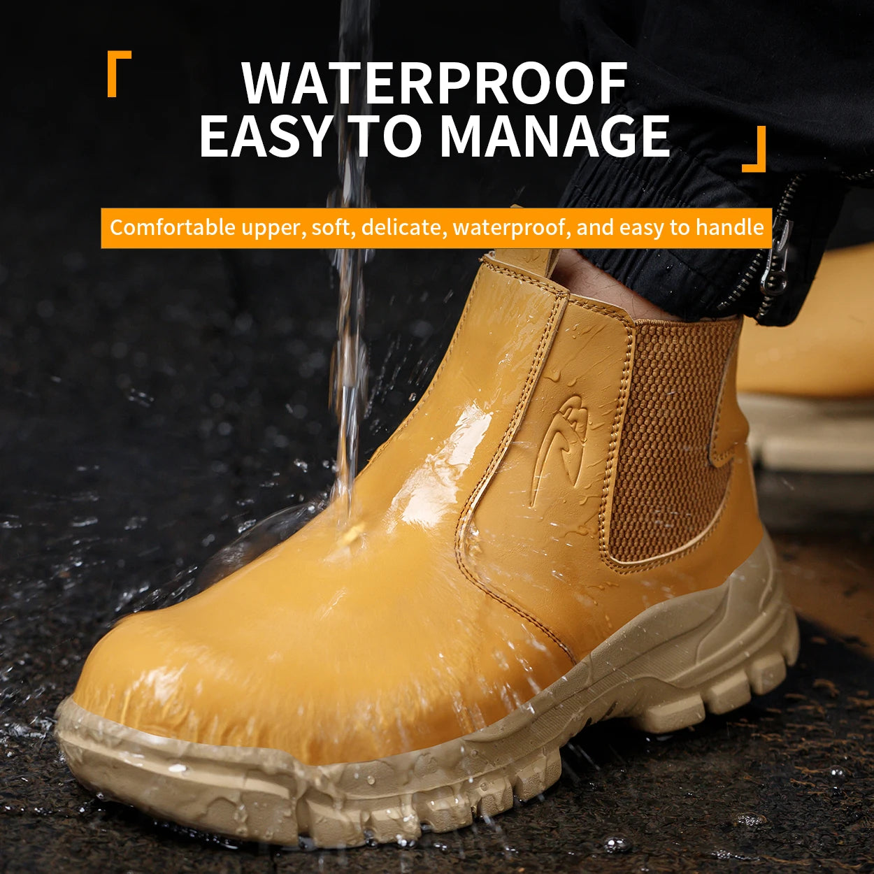 Waterproof Men's Safety Work Boots Steel Toe Shoes Anti Impact Anti Puncture Outdoor Hiking Protective Boots