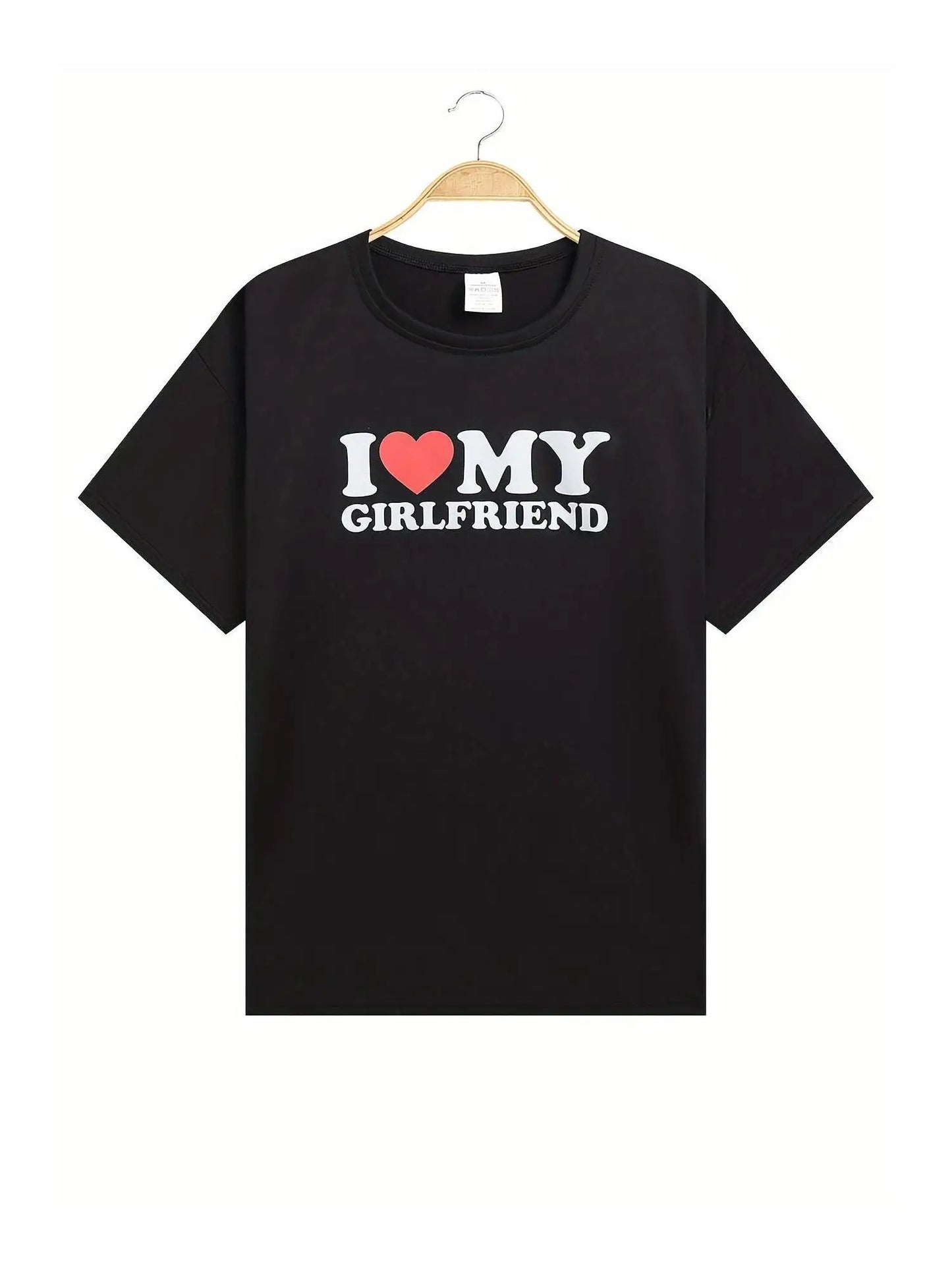 I LOVE MY GIRLFRIEND Pattern Print Men's Comfy T-shirt Graphic Tee Men's Summer Clothes Men's Clothing