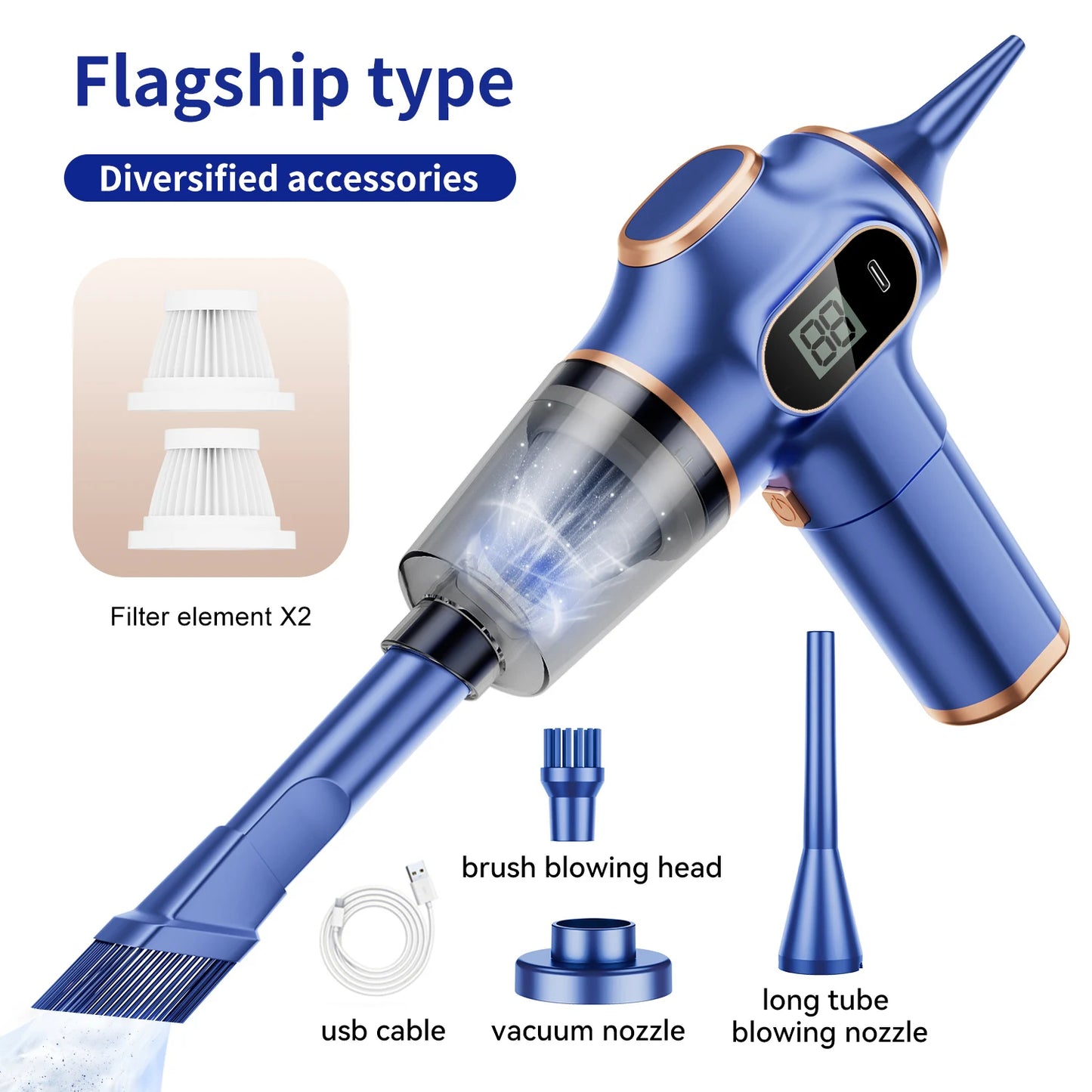 ABS Wireless Car Vacuum Cleaner High Power Mini Household Cleaning Machine for Sofa Office and Carpet