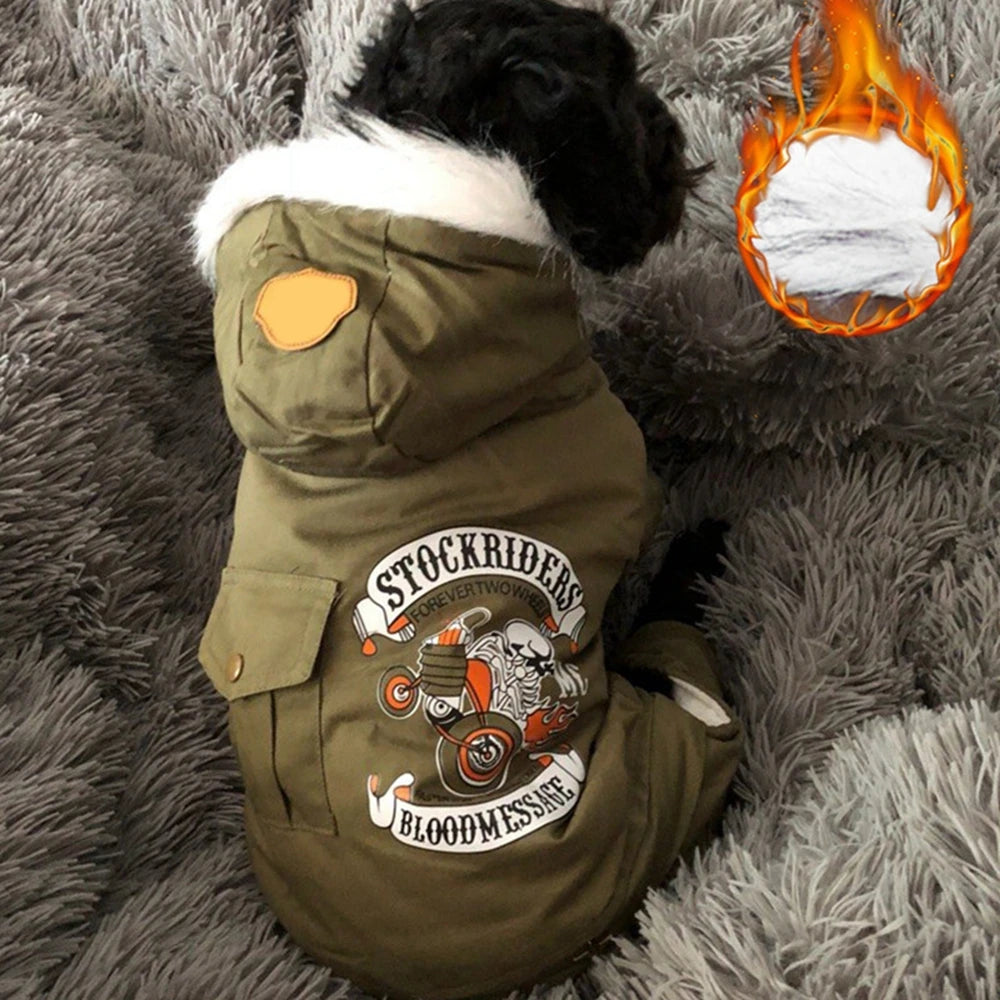 Pet Dog  Thickness Hooded Driver Style Four Legs Cotton Winter Coat Windproof Dog Jumpsuit Warm Small Puppy Dogs Clothing