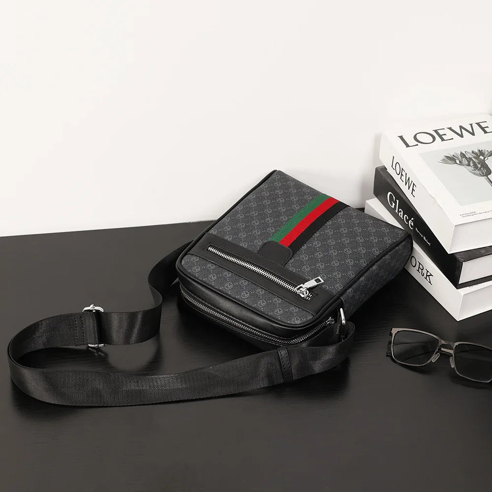 Luxury Design Men's Crossbody Bags Fashion Plaid Letter Printed Crossbody Bag Men Square Shoulder Bag Male Sling Messenger Bag