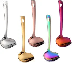 Sauce Ladle, BuyGo Drizzle Spoon with Spout Gravy Soup Ladle, Stainless Steel Kitchen Utensil, Mirror Polish & Dishwasher Safe,