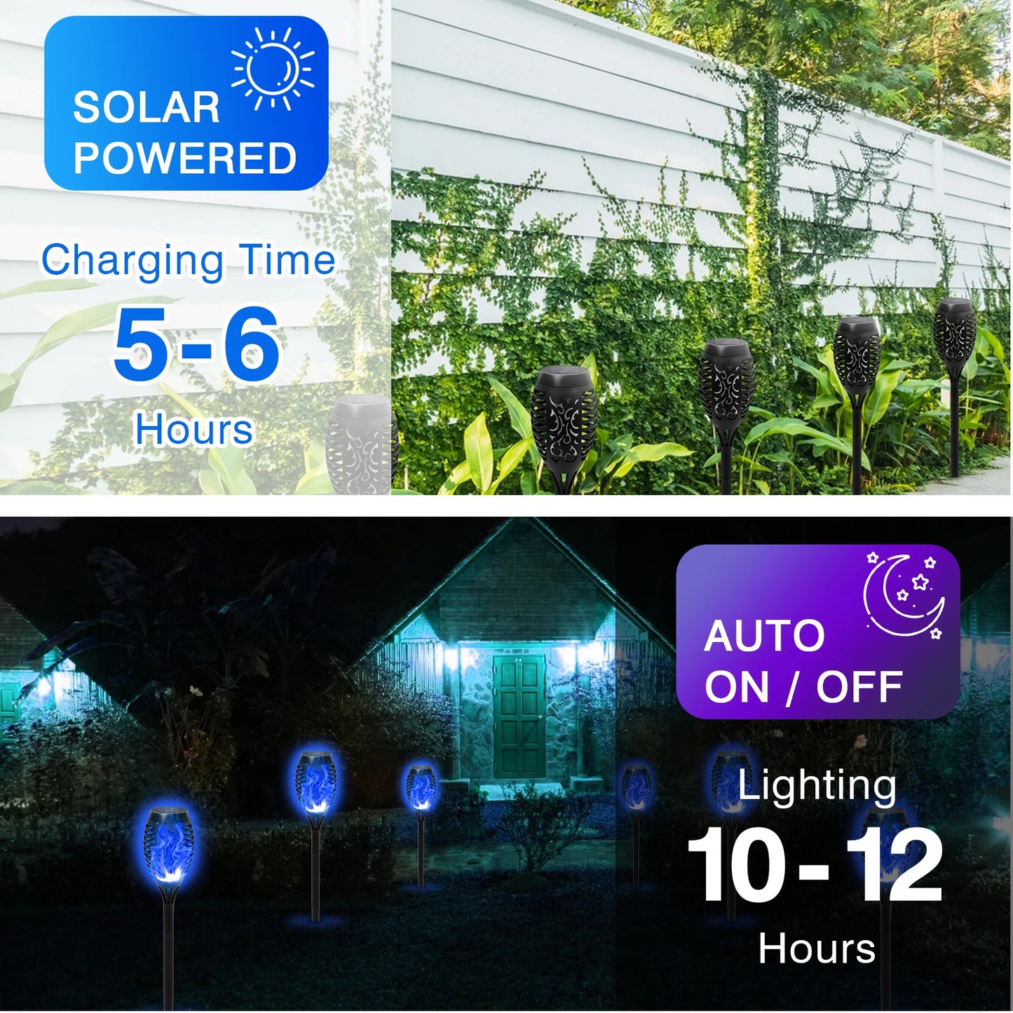 8 Pack Solar Lights Outdoor Blue Solar Torch Flickering Flame Waterproof Garden Decor Solar Landscape Decoration for Lawn Yard