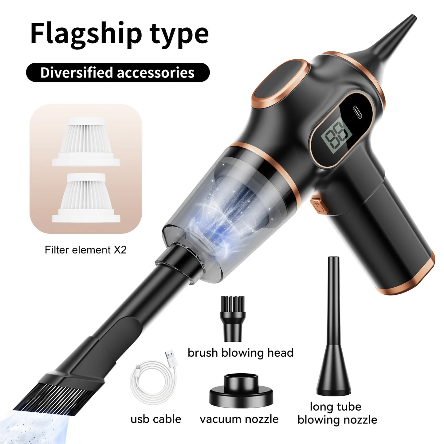 ABS Wireless Car Vacuum Cleaner High Power Mini Household Cleaning Machine for Sofa Office and Carpet