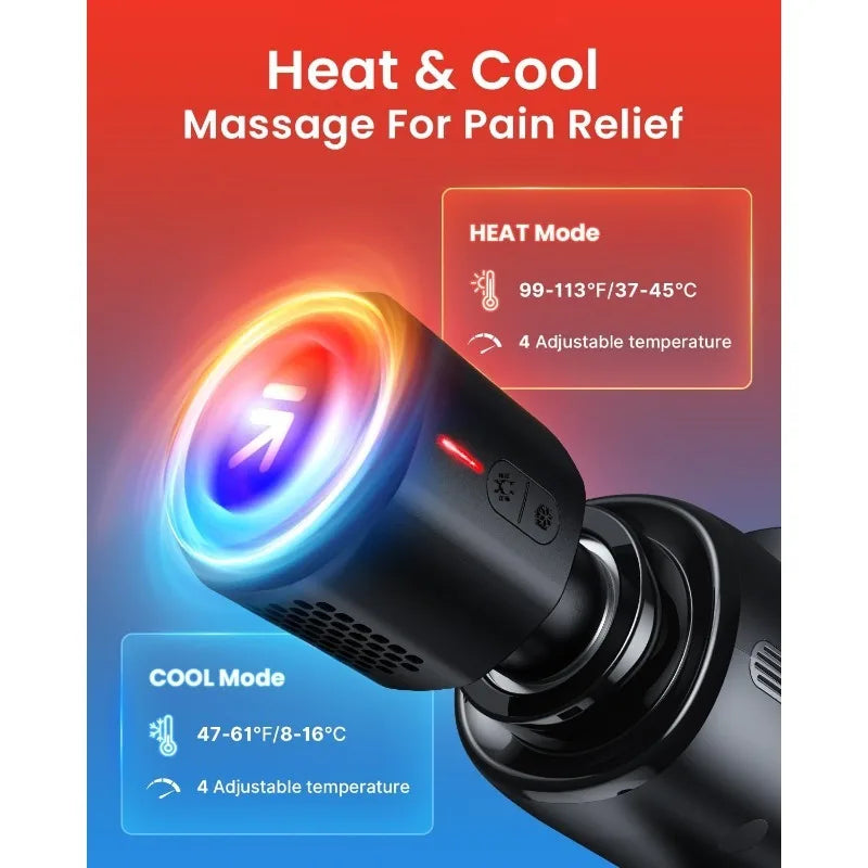 Thermacool Massage Gun Deep Tissue with Heat and Cold Head, FSA HSA Eligible, Handheld Muscle Massager with Carry Case