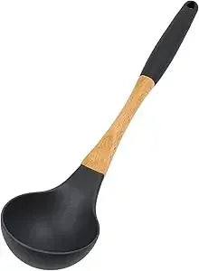 Cream Wheat Straw Ladle with Stainless Steel Handle Kitchen Utensils, 13 Inch