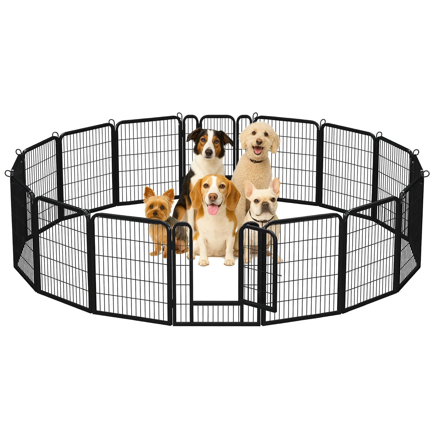 Dog Playpen with Door, Outdoor/Indoor Foldable Metal Pet Fence, Heavy Duty Puppy Exercise Pen for Yard, RV Camping, DIY Pet Cage