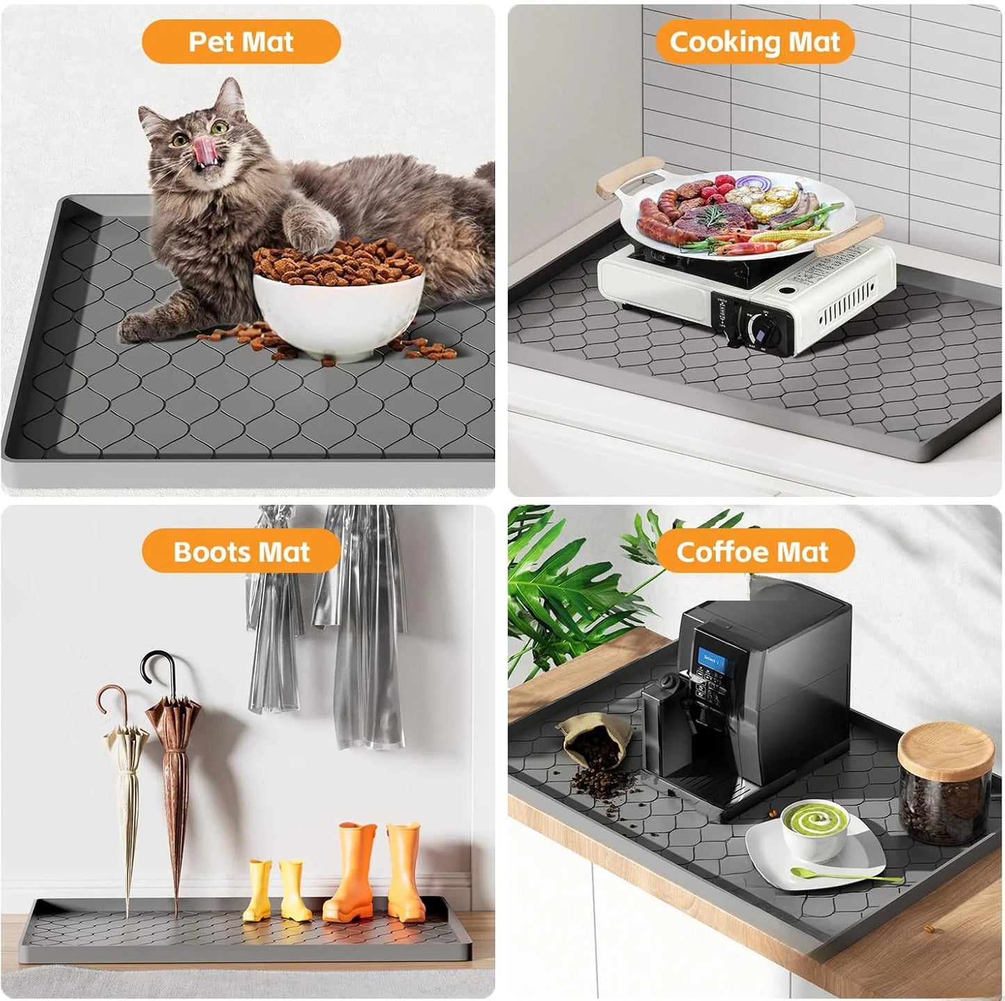 Waterproof Under Sink Mat -34” x 22” Cabinet Liner for Kitchen & Bathroom, Shelf Protector Silicone Under Sink Tray