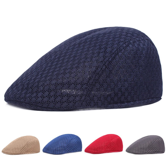 2025 New Summer Casual Beret Hat Unisex Mesh Flat Caps Newsboy Style adjustablr Fashion Breathable Summer Hat for Women Men Caps