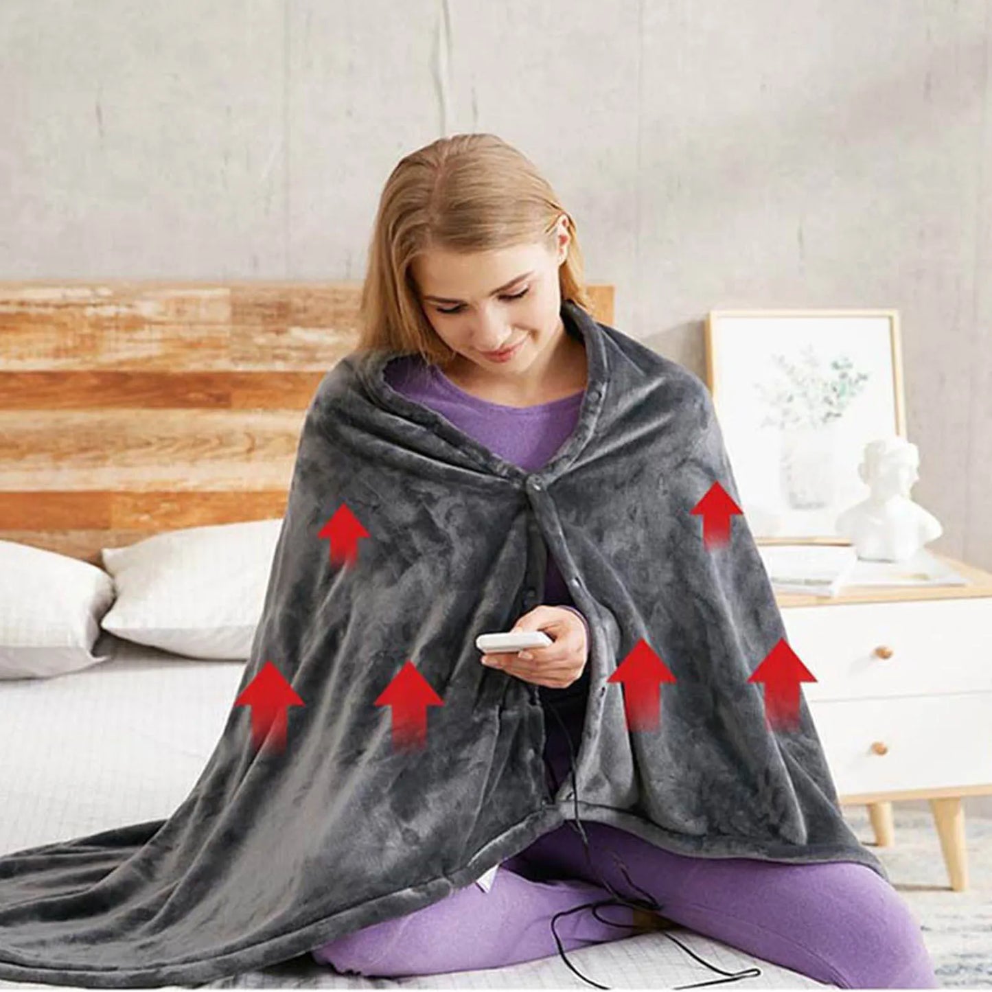 Portable USB Electric Heating Blanket - Heat 3 Levels Adjustable Fast Heating Shawl Suitable For Home/Office/Camping Outdoor Use