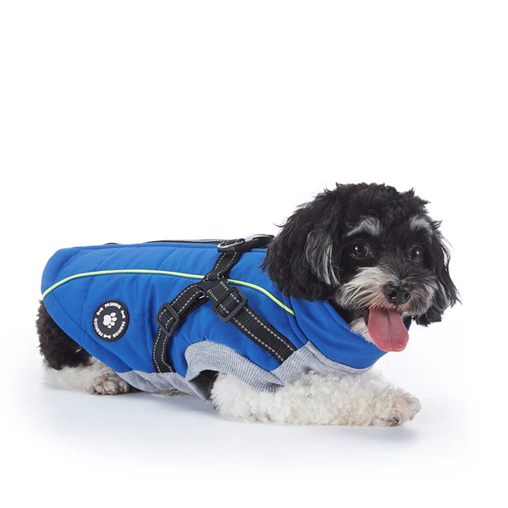 Pet Dog Waterproof Warm Jacket With Harness Reflective Dog Clothes For Small Large Dogs Coat Chihuahua French Bulldog Outfits