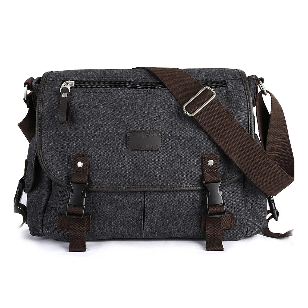 Large Capacity Vintage Crossbody Bag for Men and Women Adjustable Strap Water Resistant Messenger Handbag
