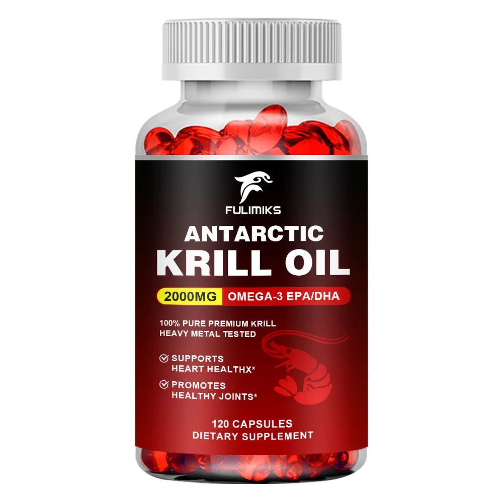 Antarctic Krill Oil 2000mg, Omega-3 EPA, DHA, with Astaxanthin Supplement Sourced from Red Krill, Maximum Strength- 120 Capsules