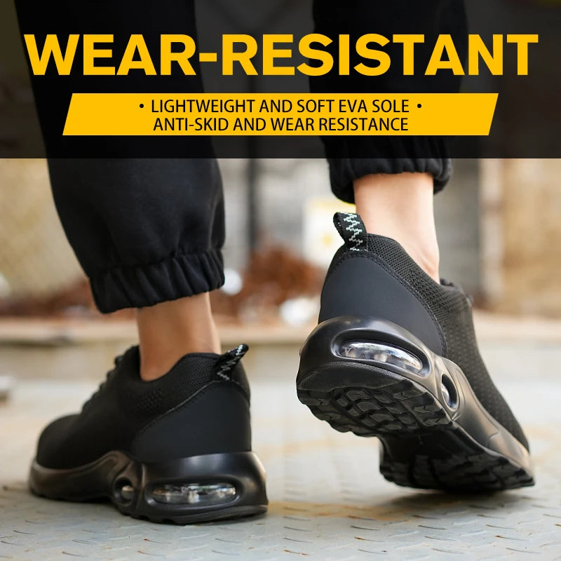 Fashionable Breathable Soft Sole Air Cushion Anti Smash Anti Puncture Work Shoes