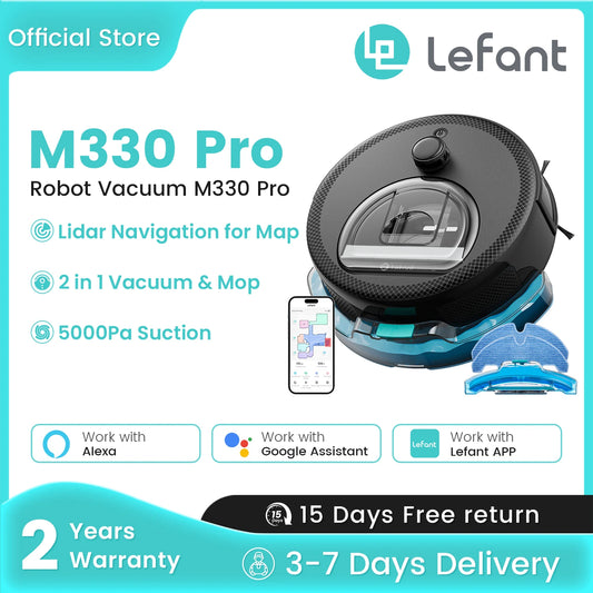 Lefant M330 Pro Robot Vacuum and Mop combo, 5000Pa,dTOF LiDAR Navigation,Compatible with Alexa/Google/WiFi