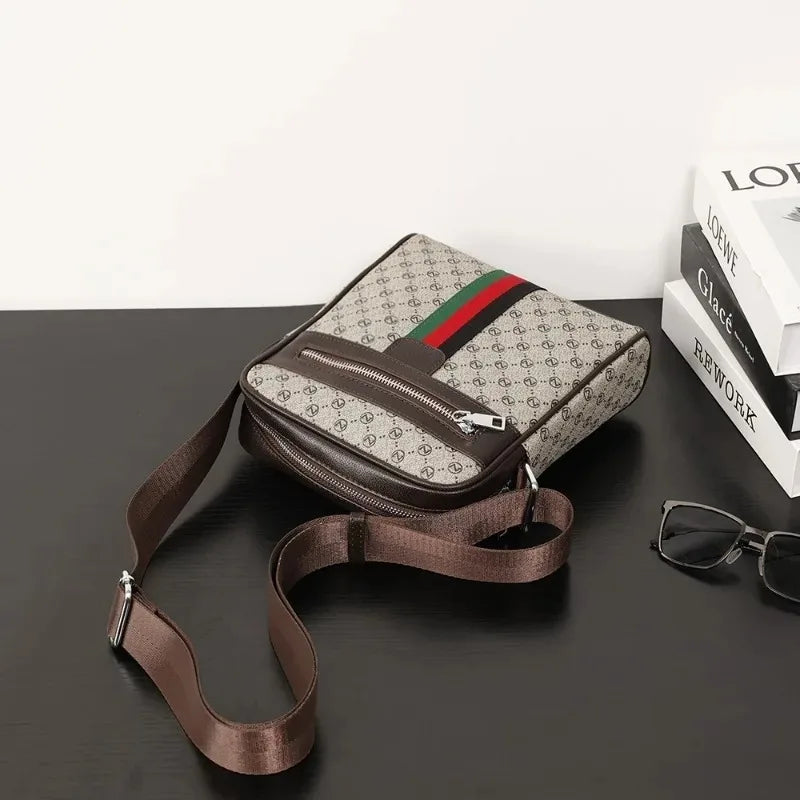 Luxury Design Men's Crossbody Bags Fashion Plaid Letter Printed Crossbody Bag Men Square Shoulder Bag Male Sling Messenger Bag