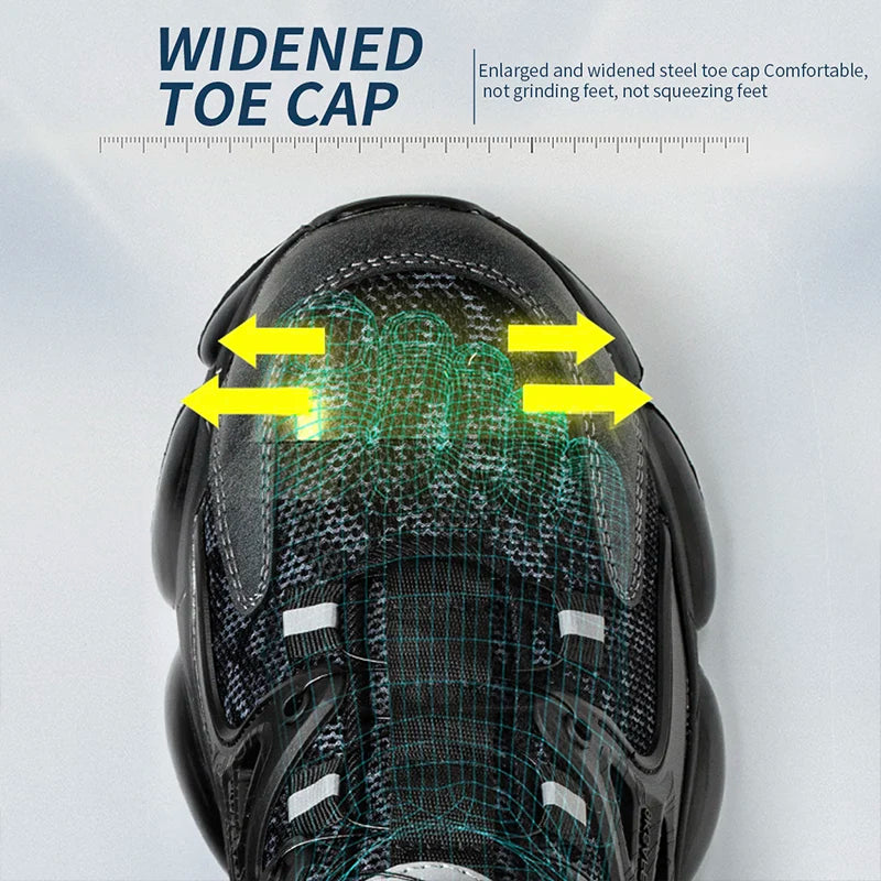 Slack Stab Proof Work Shoes with Elastic Buttons and Lace Up Design