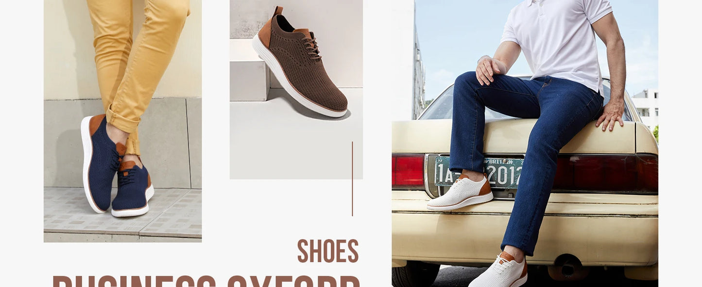 Men's Casual Sneakers Oxfords Business Mesh Breathable Walking Athletic Shoes