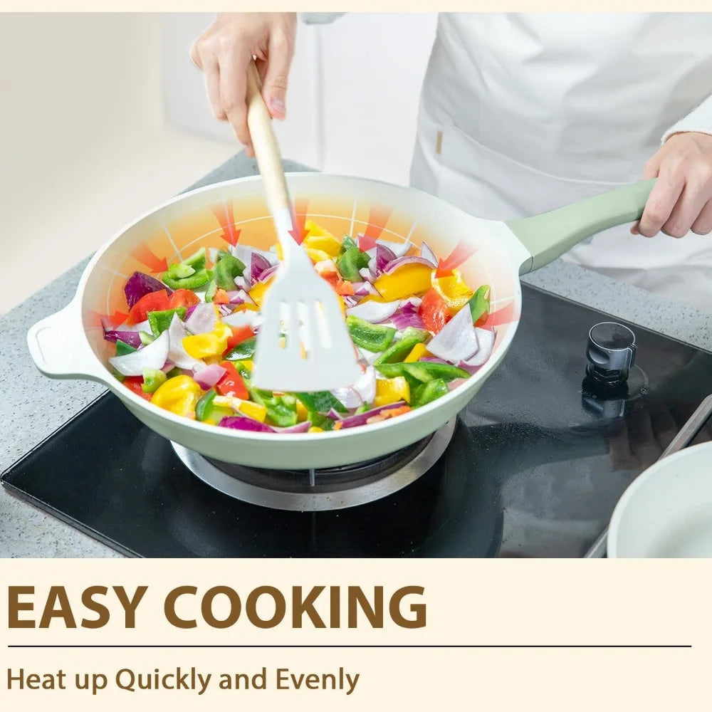 23pcs Pots and Pans Set Non Stick, Kitchen Cookware Set with Casserole, Frying & Saucepans, Oven Safe & Stovetop Agnostic (Gas,