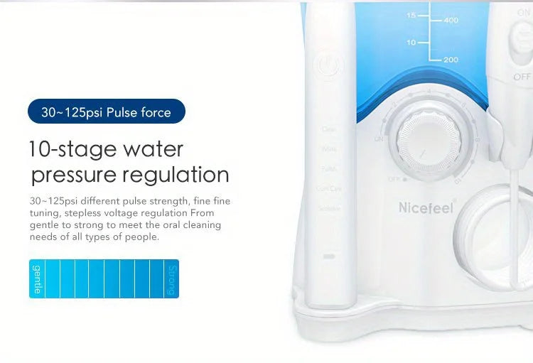 2-in-1 Electric Toothbrush Water Flosser Oral Irrigator 600ML Desktop Water Flosser Dental Irrigation with 7 Nozzles for Homeuse
