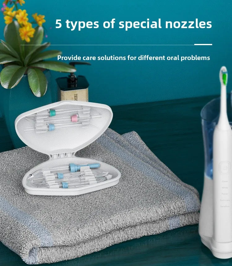 2-in-1 Electric Toothbrush Water Flosser Oral Irrigator 600ML Desktop Water Flosser Dental Irrigation with 7 Nozzles for Homeuse