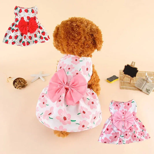 Puppy Skirt Spring Summer Dog Princess Dress Pet Skirt Cute Dog Dress Bow Lace for Small Medium Puppy Poodle Chihuahua Dog Cloth