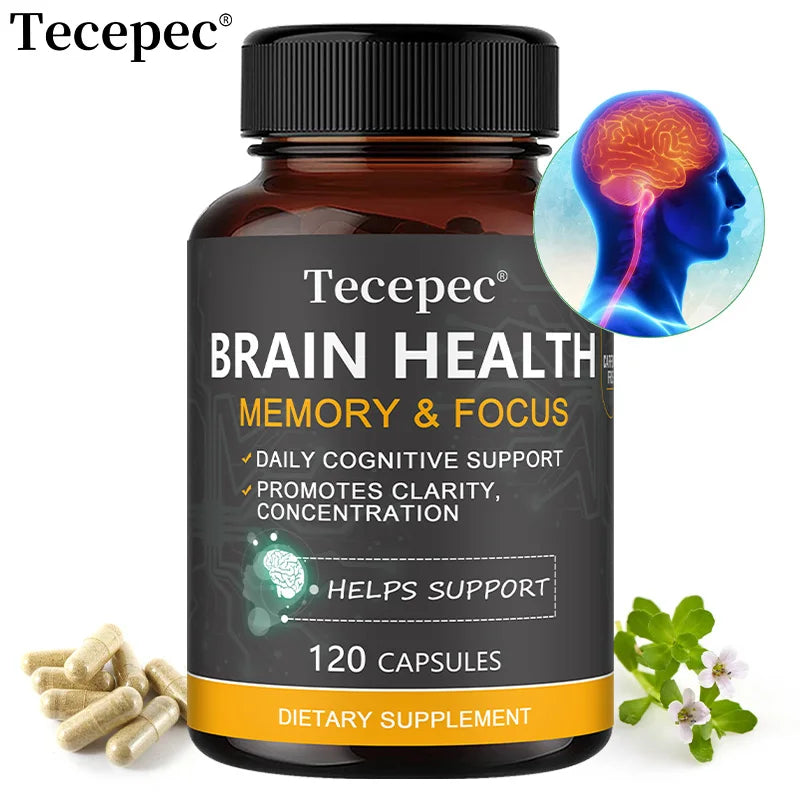 Brain Health Supplement Natural Capsules with Bacopa Monnieri Improve Memory and Focus Support Cognitive Clarity