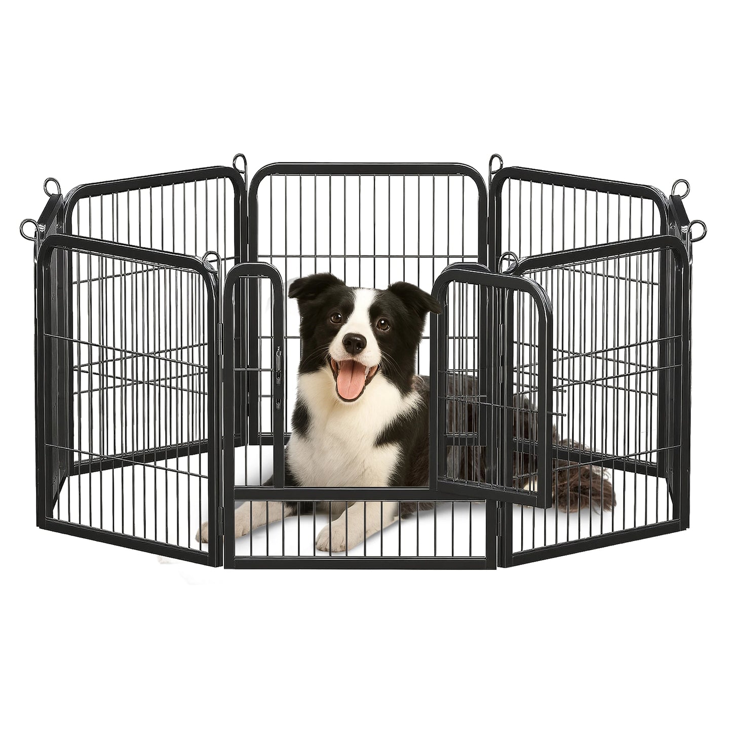 Dog Playpen with Door, Outdoor/Indoor Foldable Metal Pet Fence, Heavy Duty Puppy Exercise Pen for Yard, RV Camping, DIY Pet Cage