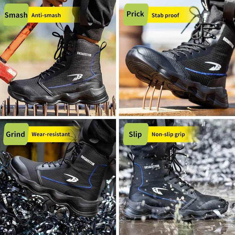 Fashionable Breathable Anti-Smash and Anti-Puncture Safety Shoes for Men