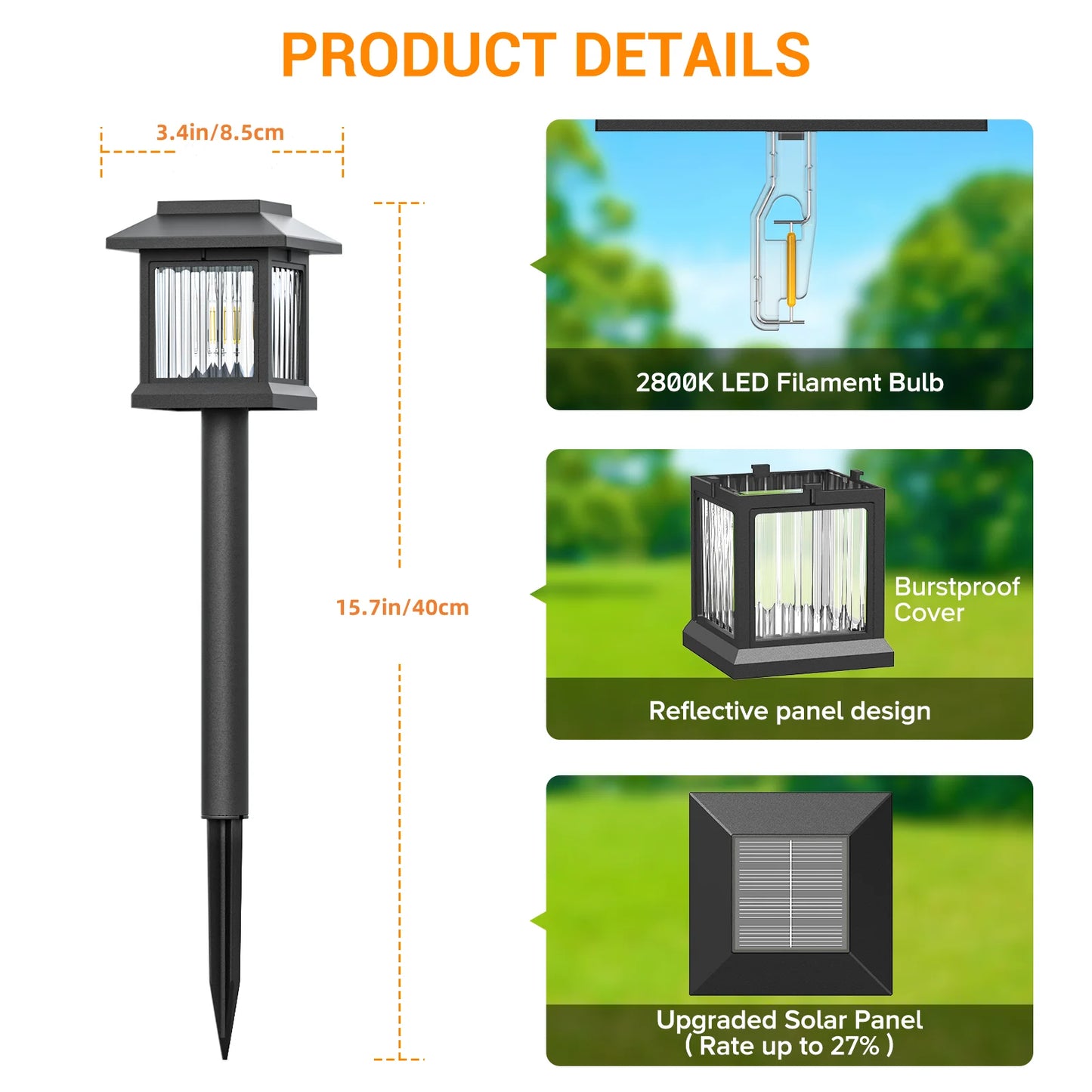 2/12-Pack Solar Outdoor Lights, Auto On/Off Solar Garden & Street Lights for Lawn, Patio, Driveway - Perfect Gifts