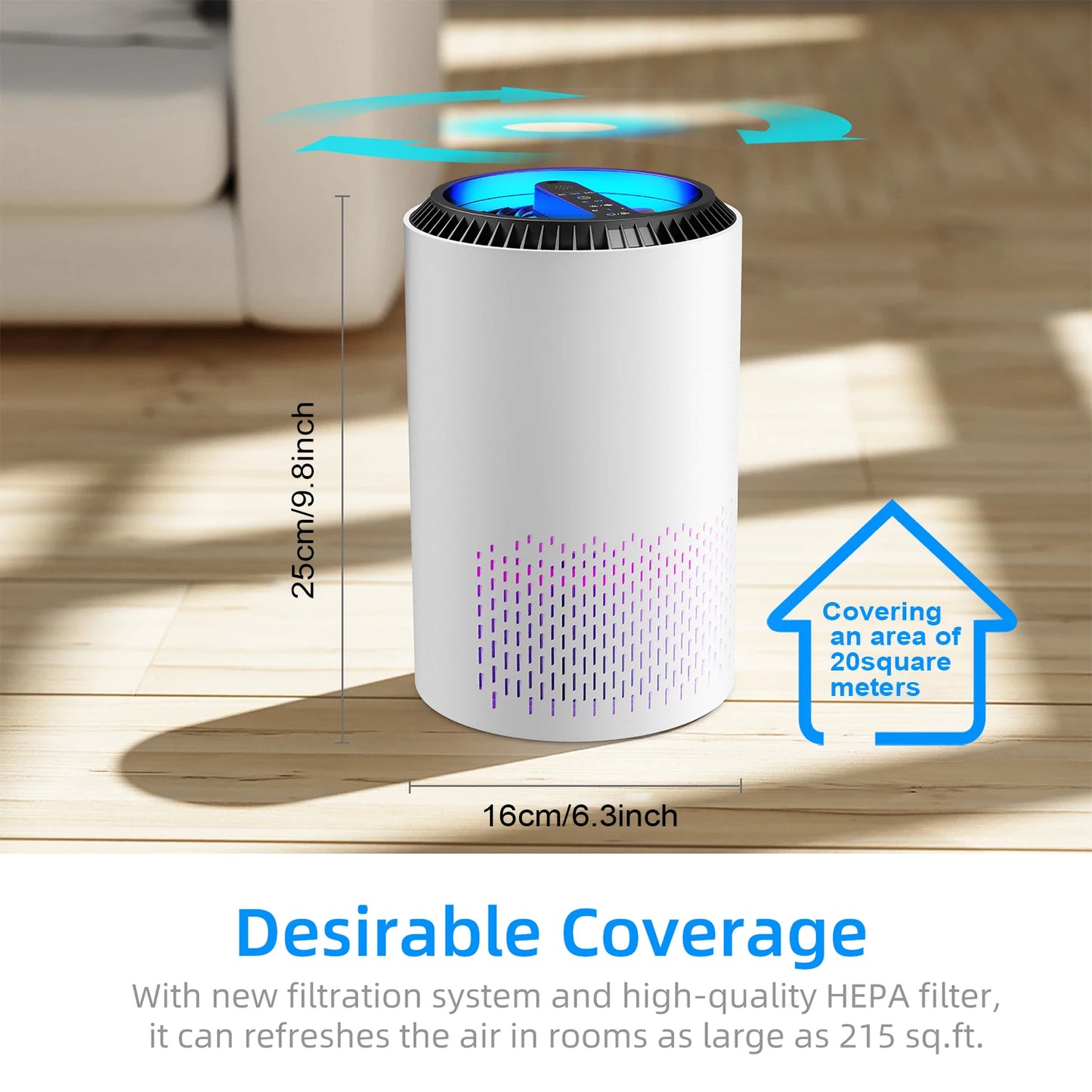 AROEVE Air Purifier Aroma Fragrance for Bedroom Home Smoke Pollen Dander Hair Smell Air Cleaner with 3 Speed Control 287 Sq.Ft