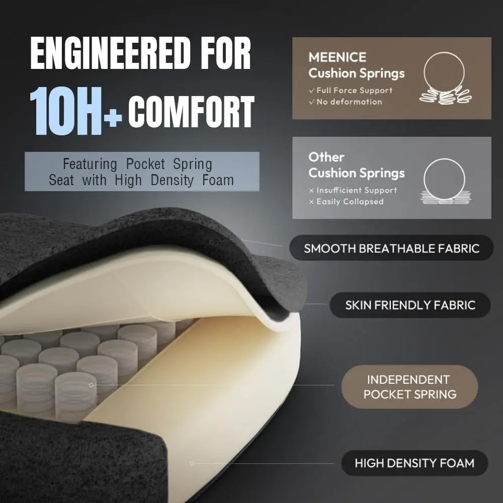 Gaming Chair Fabric, Big and Tall Gaming Chairs for Adults with Pocket Spring Cushion,Adjustable High Back Gamer Chair 300LBS
