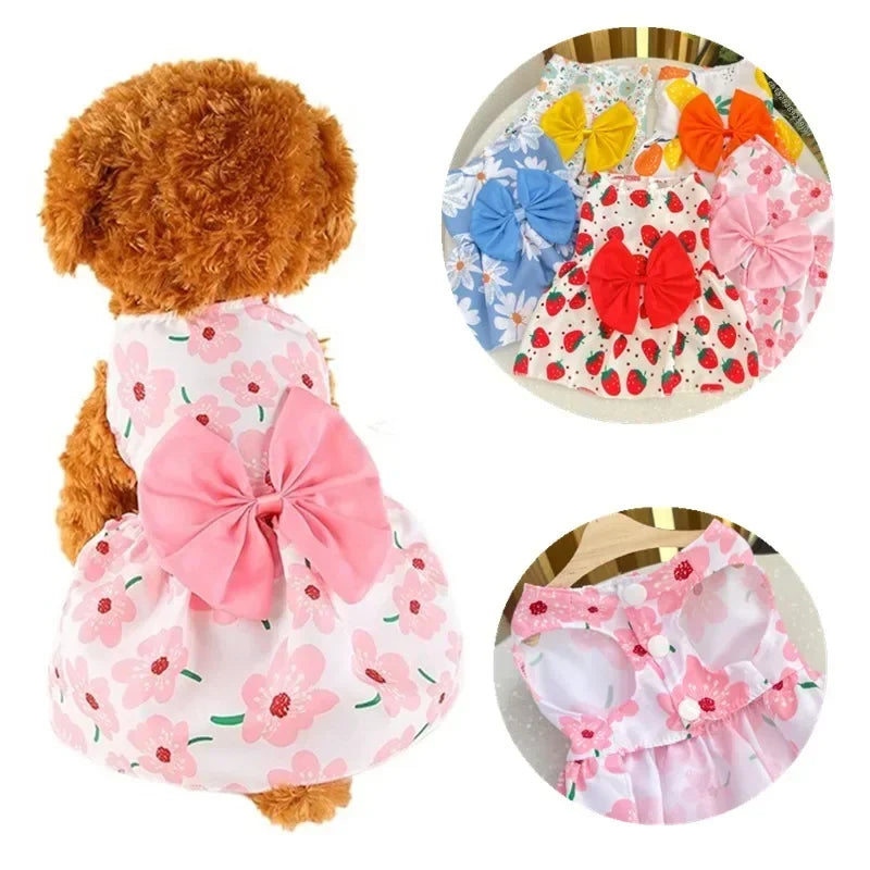 Puppy Skirt Spring Summer Dog Princess Dress Pet Skirt Cute Dog Dress Bow Lace for Small Medium Puppy Poodle Chihuahua Dog Cloth
