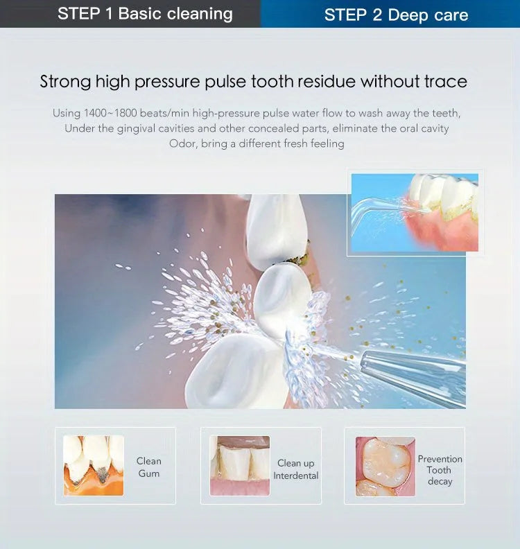 2-in-1 Electric Toothbrush Water Flosser Oral Irrigator 600ML Desktop Water Flosser Dental Irrigation with 7 Nozzles for Homeuse