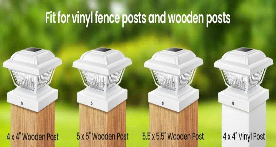 6/12 Pack Solar Post Cap Lights, White/Black, Fits 3.5x3.5-5.5x5.5 Posts for Garden/Fence/Deck/Yard
