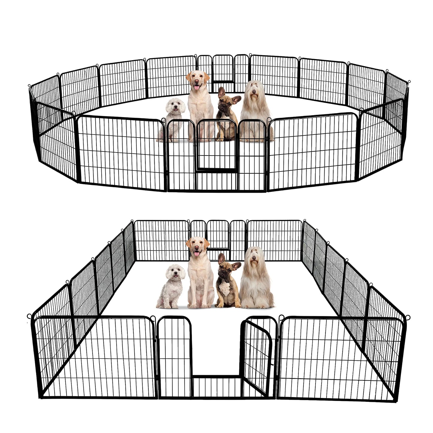 Dog Playpen with Door, Outdoor/Indoor Foldable Metal Pet Fence, Heavy Duty Puppy Exercise Pen for Yard, RV Camping, DIY Pet Cage