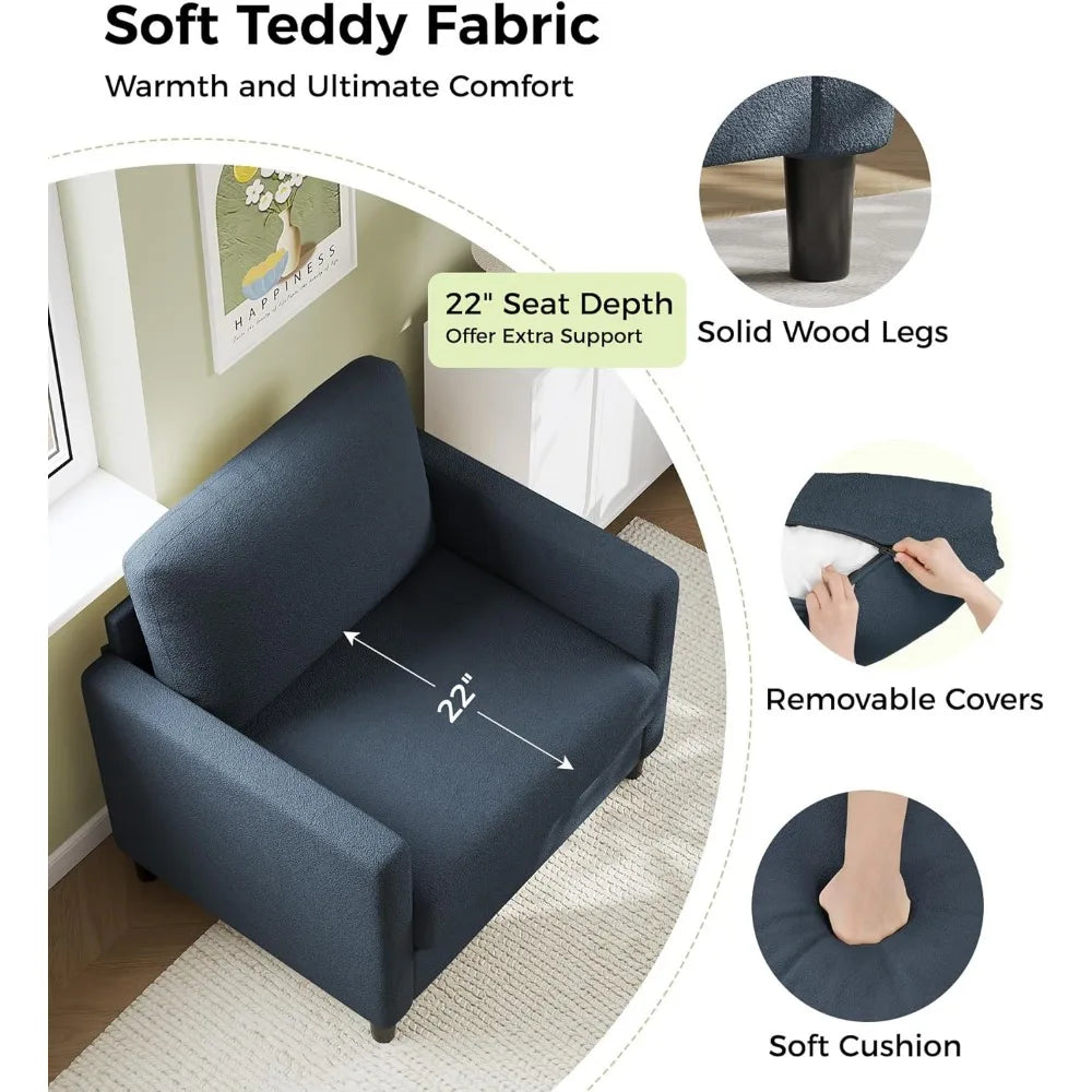 Sofa Accent Chair, 33" Reading Chair for Bedroom, Tool-Free Setup Living Room Accent Chairs, Comfy Arm Chairs Living Room,