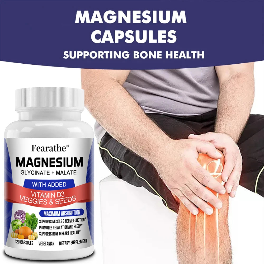 Magnesium Capsules Magnesium Malate and Glycinate Supplement Boosts Immunity Promotes Heart Health and Strong Bones