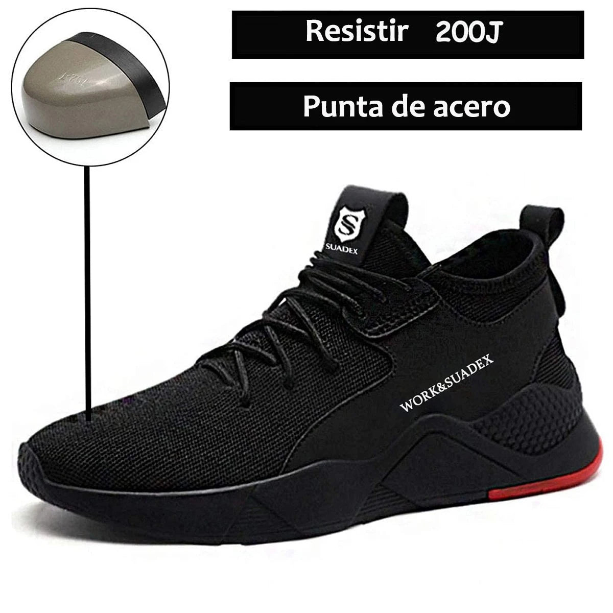 SUADEX Men's Work Safety Shoes Steel Toe Cap Anti-Smashing Puncture Proof Construction Boots Non-Slip Breathable Work Footwear